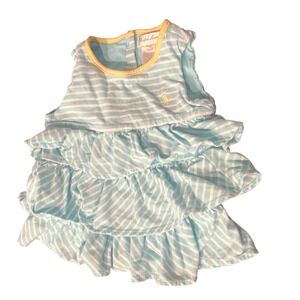Ralph‎ Lauren Baby Girls Blue White Striped Ruffle Tiered Dress 9M